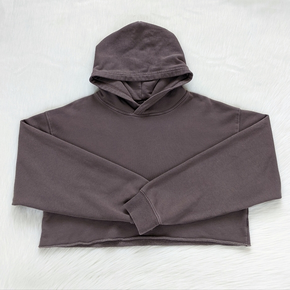 TNA Tops - Aritzia TNA Perfect Crop Hoodie In Brown/Taupe | L